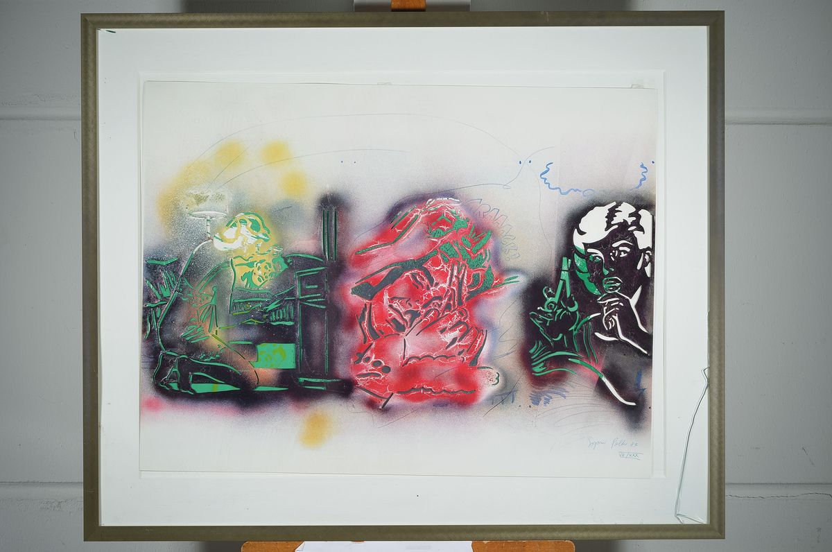 Detail k: Sigmar Polke, 1941 Oels-2010 Köln, Samson und Delilah, Heliographie von 1989, handsigniert und num.: VIII/XXX, mit cut-outs, aus der Mappe ...
