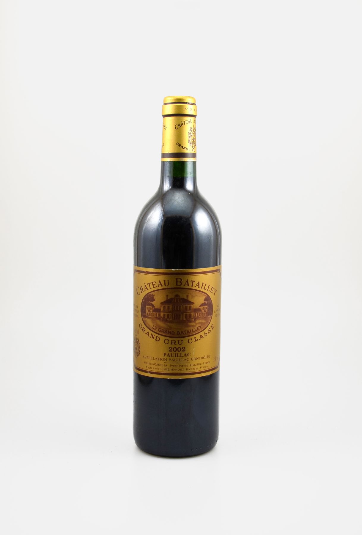 1 Flasche 2002 Chateau Batailley, Pauillac, Grand Cru Classe, ca. 75 cl, 13 % Vol., Füllstand: ca. into neck, guter Erhaltungszustand, unverkostet, ...
