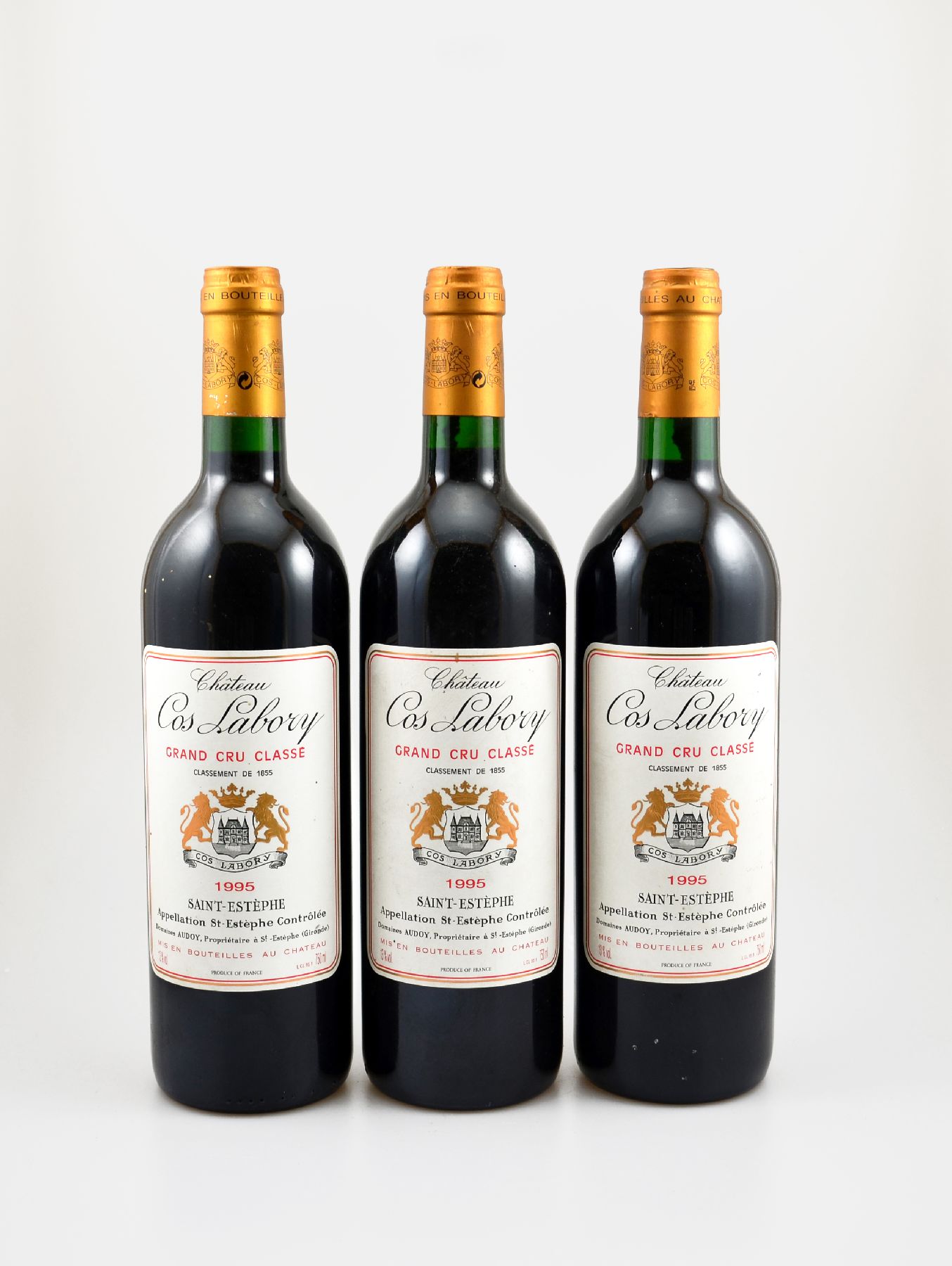 6 Flaschen 1995 Chateau Cos Labory, Saint-Estephe, Grand Cru Classe, je ca. 75 cl, 13 % Vol., Füllstände: je ca. into neck, gute ...