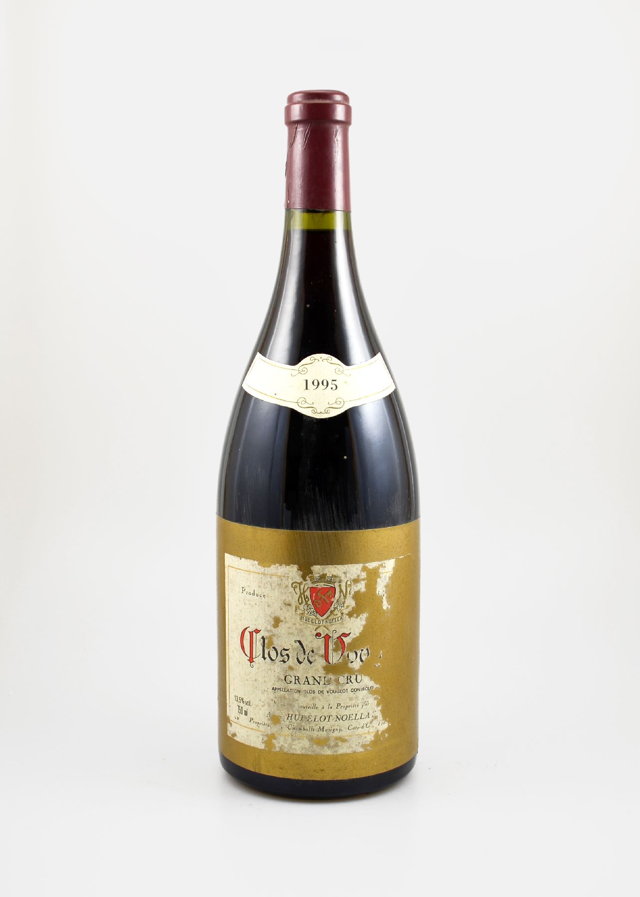 1 Magnumflasche 1995 Clos de Vougeot, Alain Hudelot-Noellat, Grand Cru, ca. 150 cl, 13,5 % Vol., Abstand zwischen Kapsel und Wein: ca. 1 cm, Etikett ...