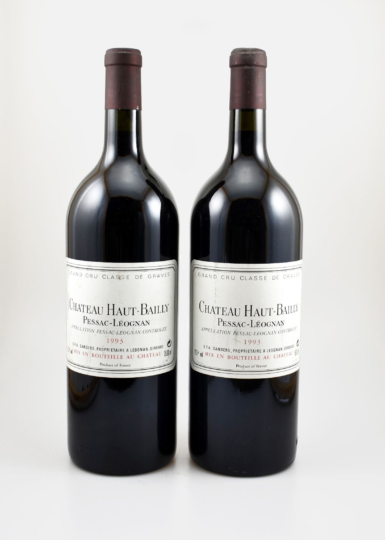 2 Magnumflaschen 1993 Chateau Haut-Bailly, Pessac-Leognan, je ca. 150 cl, 12,5 % Vol., Füllstände: je into neck, gute Erhaltungszustände, ...
