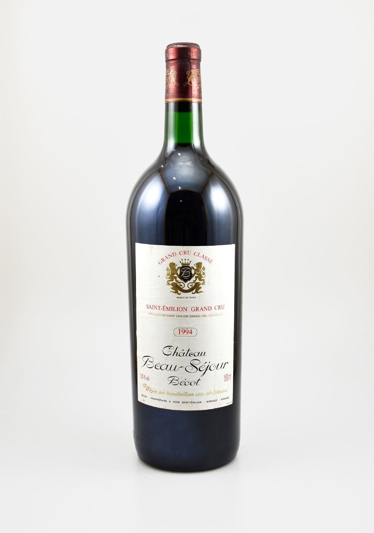 1 Magnumflasche 1994 Chateau Beau-Sejour Becot Saint Emilion Grand Cru, Grand Cru Classe, ca. 150 cl, 12,5 % Vol., Füllstand: into neck, guter ...