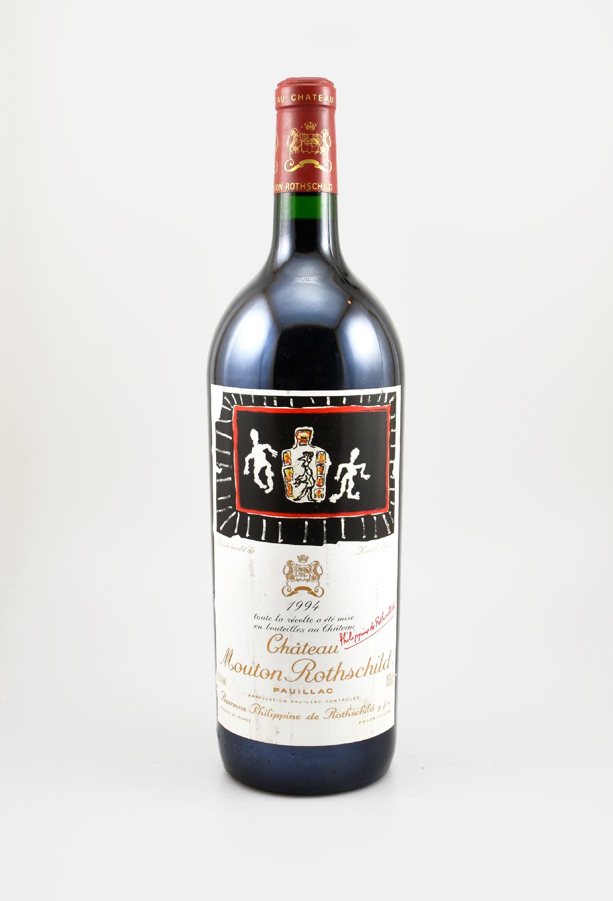 1 Magnumflasche 1994 Chateau Mouton Rothschild, Pauillac, Premier Grand Cru Classe, ca. 150 cl, 12,5 % Vol., Füllstand: into neck, Etikett l. ...