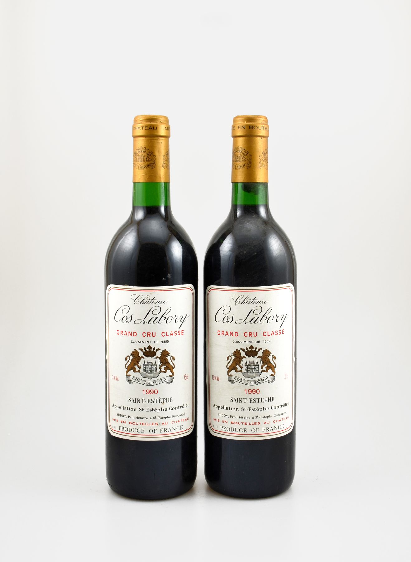 2 Flaschen 1990 Chateau Cos Labory, Saint-Estephe, Grand Cru Classe, je ca. 75 cl, 13 % Vol., Füllstände: into neck, gute Erhaltungszustände, ...