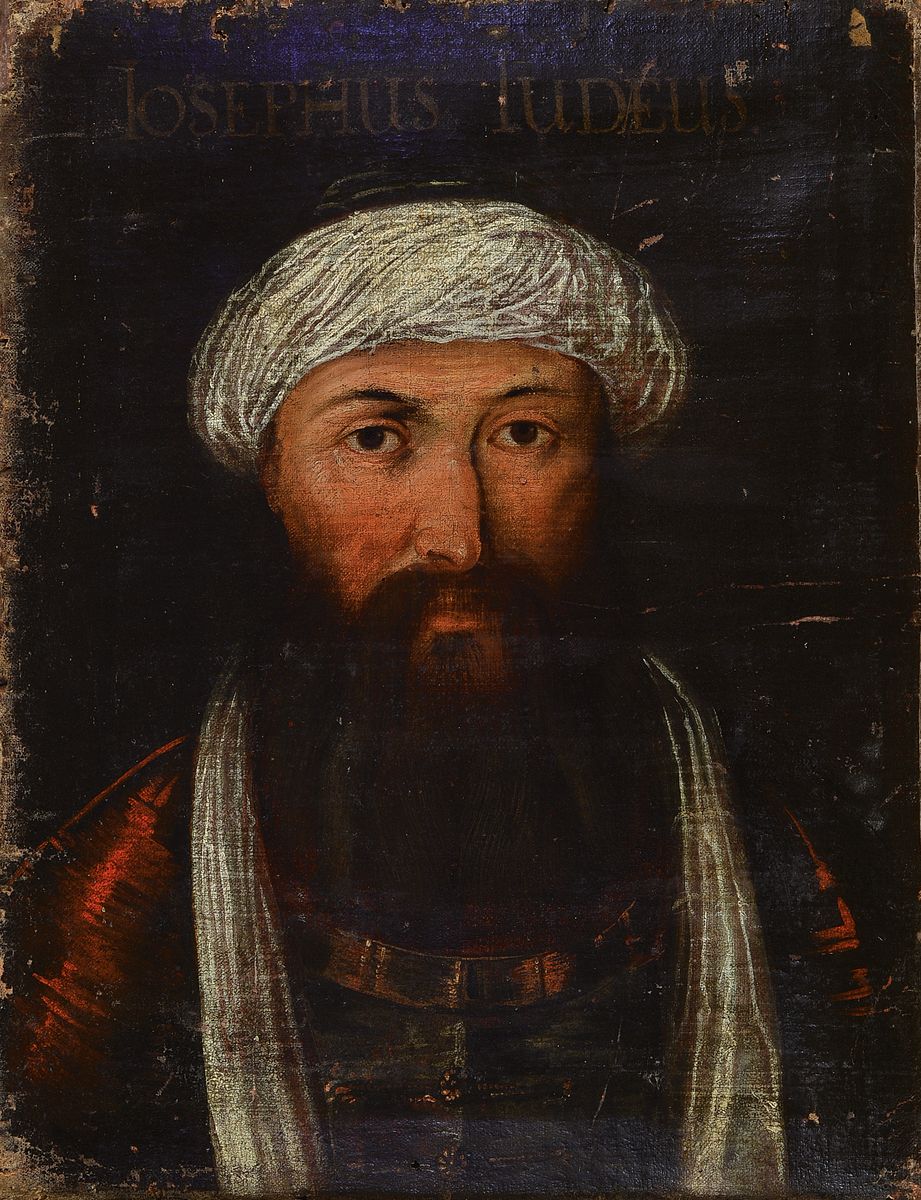 Unbekannter Künstler, deutsch, um 1680, en face Porträt eines bärtigen Mannes mit Turban, bezeichnet Josephus Judeus, Öl/Lwd, Keilrahmen ...