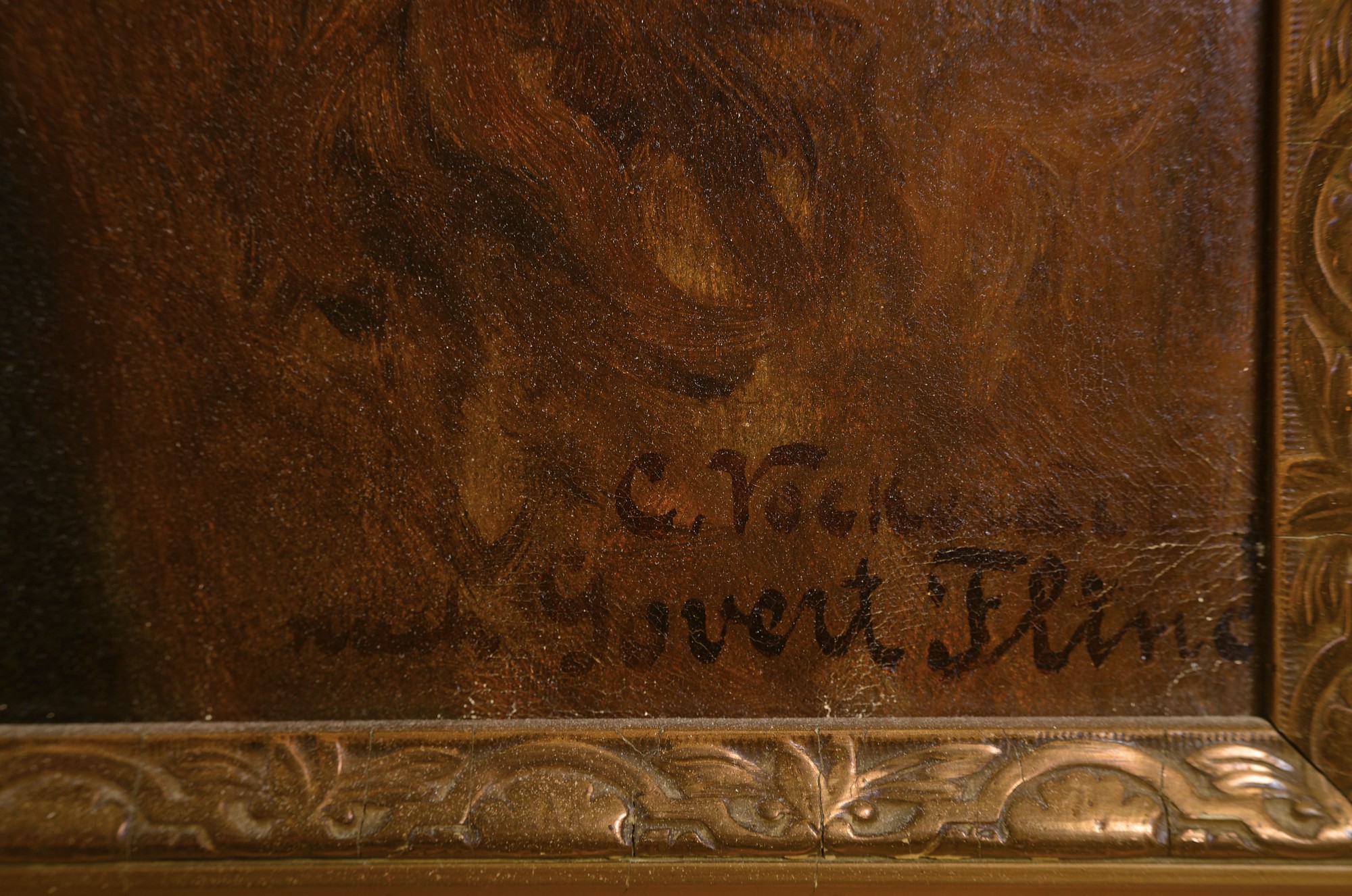 Detail a: Caspar Hermann Vockeradt, geb. 1852 Lippstadt, Studium bei Paul Vorgang und Eugen Bracht, hier: Die Vertreibung der Hagar,Kopie nach Govert Flinck ...