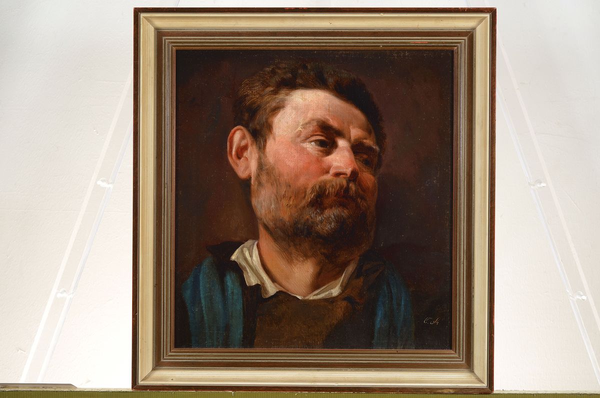 Detail k: Monogrammist C.S., um 1900, Porträt eines bärtigen Mannes, Öl/Malkarton, ca. 36x34cm, R. ca. 46x44cm