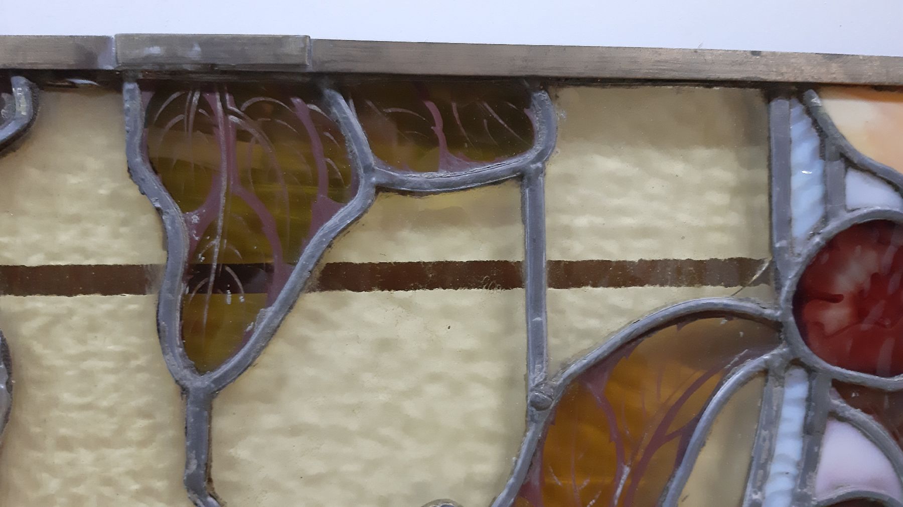 Detail d: Bleiglasfenster bzw. Aufhängebild, Nancy, um 1910, Jacques Gruber, Bleiguss mit Messingrahmen, Wandbild von Jaques Gruber, einer der bedeutendsten ...