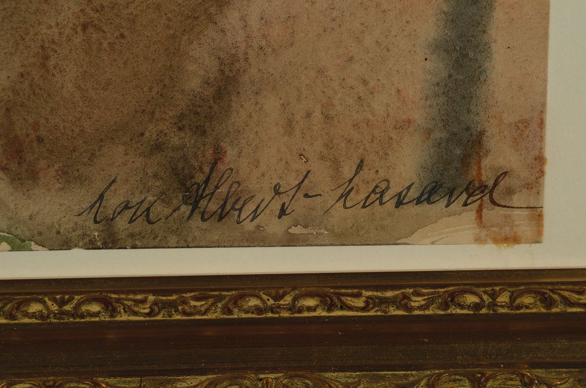 Detail c: Loulou Albert-Lasard, 1885 Metz - 1969, Paris, südliche Landschaftsdarstellung, Aquarell/Papier, signiert, verso auf Etikett bez. und bet. ...