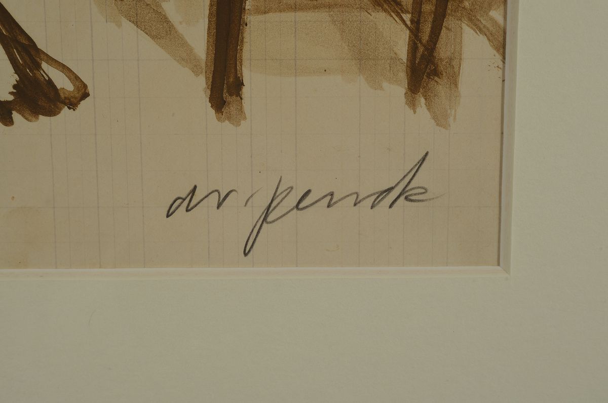 Detail a: A.R. Penck, 1939-2017, Frauenakt, Aquarell, handsigniert auf Boxoberseite, Blattgröße 29.5 x 21 cm, Rahmen 54.5 x 41.5 cm