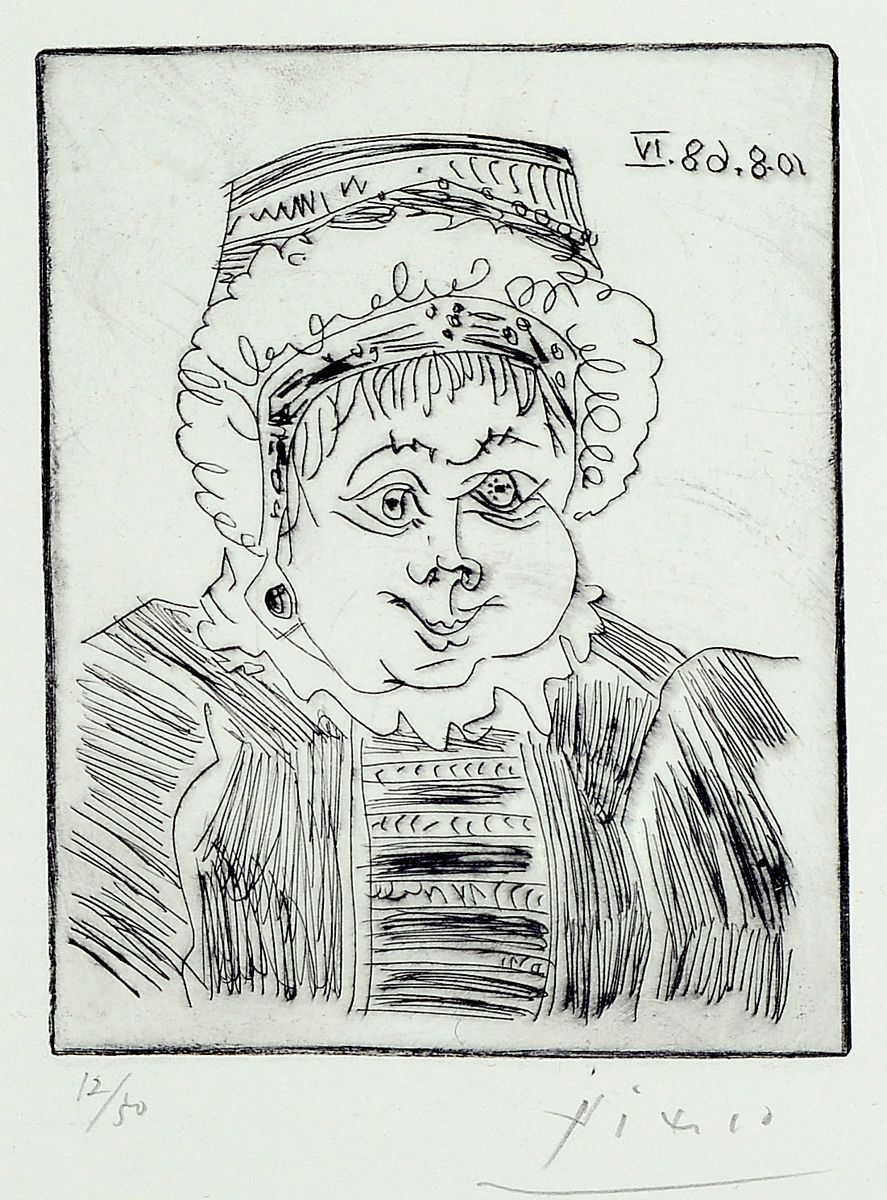 Pablo Picasso 1881- 1973, Radierung aus der Suite 347, handsigniert, num. 12/50, Auflage 50+17 Aps, Plattengröße 14 x 11 cm, Rahmengr. 32.5 x 32.5 ...