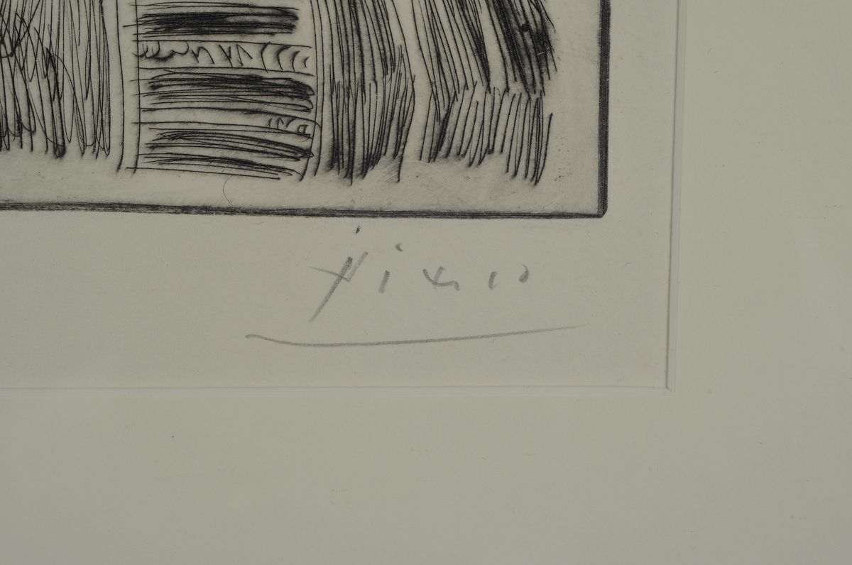 Detail a: Pablo Picasso 1881- 1973, Radierung aus der Suite 347, handsigniert, num. 12/50, Auflage 50+17 Aps, Plattengröße 14 x 11 cm, Rahmengr. 32.5 x 32.5 ...