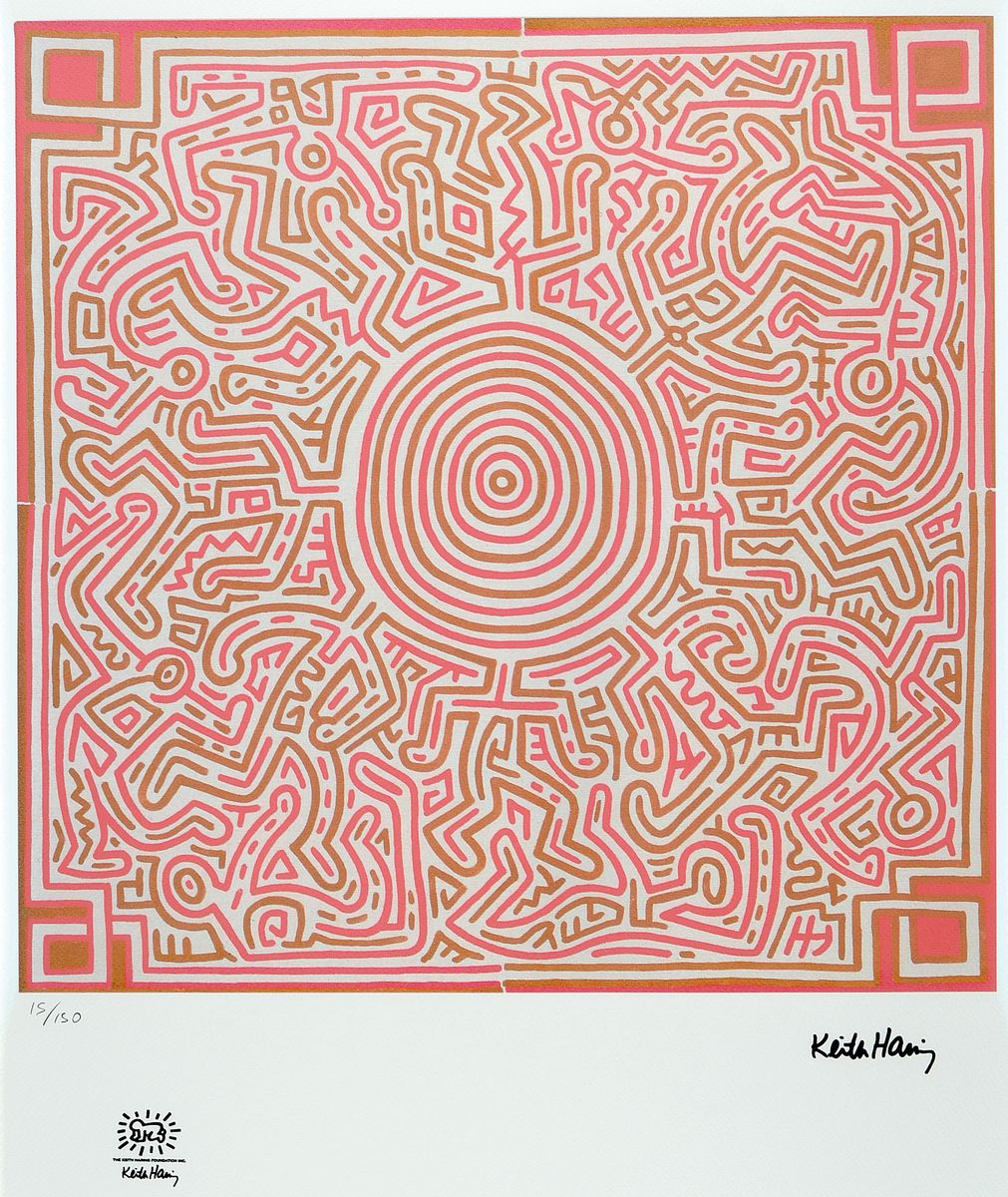 Keith Haring, 1929-1995, Farblithographie auf Velin, num. 15/150, mit Keith Haring Estate- Stempel, li. u. drucksigniert und datiert 1989, Blattgr. ...