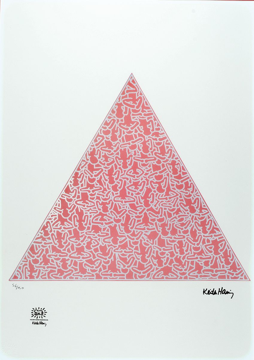 Keith Haring, 1958 - 1990, Lithographie auf dickem Velin, drucksigniert, num. 56/150, mit Keith Haring Estate Stempel, Blattgr. 70 x 50 cm, unter ...