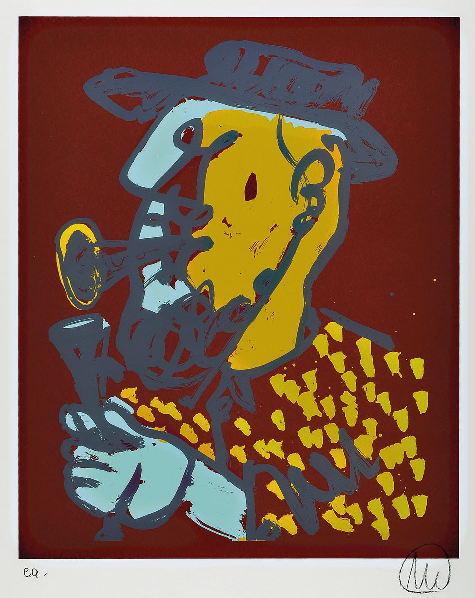 Markus Lüpertz, geb. 1941, Siebdruck, im Handabzug auf Bütten, handsigniert, num. e.a. aus einer Auflage von nur 40 Exemplaren, Blattgr. 75 x 64 ...