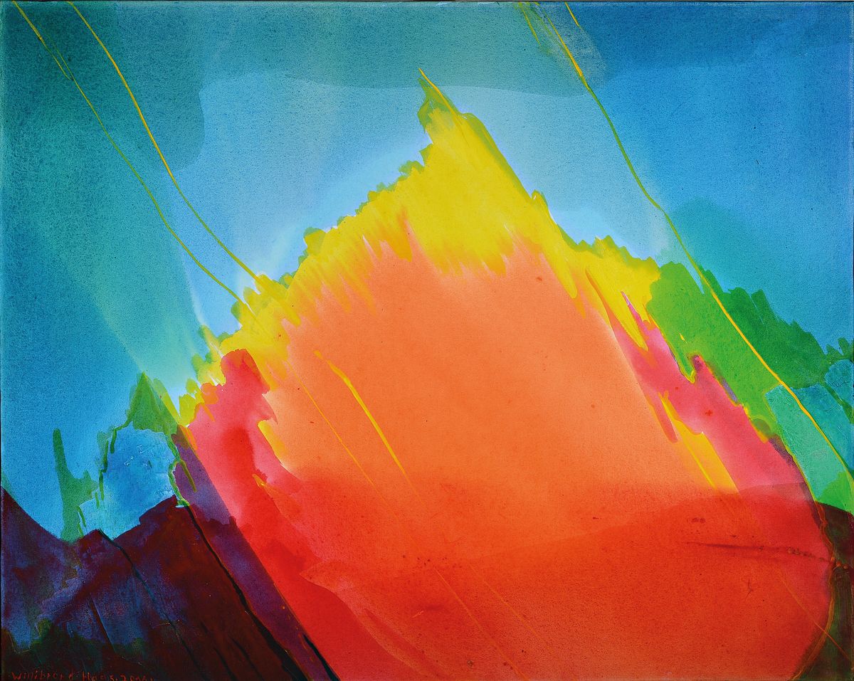 Willibrord Haas, geb. 1936, abstrakte Komposition, Acryl/Papier, signiert, 2016, 80 x 100 cm