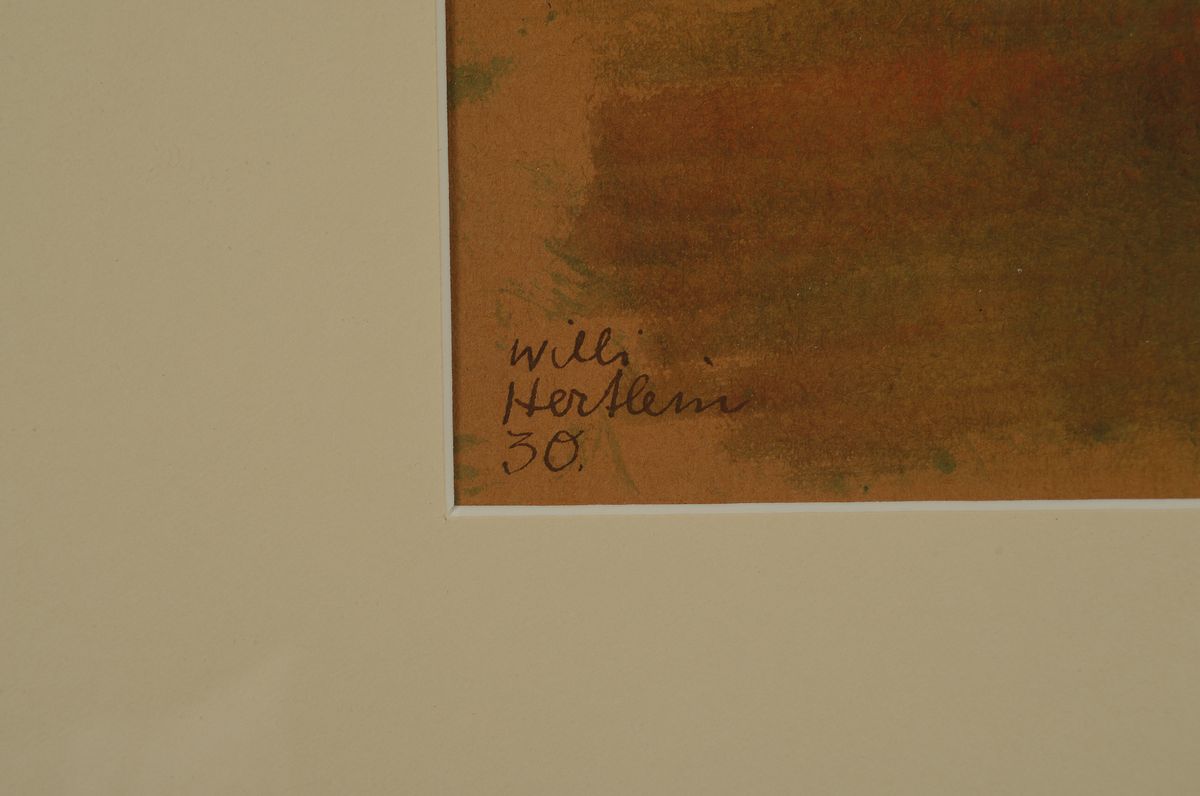 Detail a: Willi Hertlein, 1908-1968,, Porträt, Aquarell auf Japanpapier, Profil eines jungen Mädchen", signiert, dat. 1930, ca. 201 x 19.2 cm, unter ...