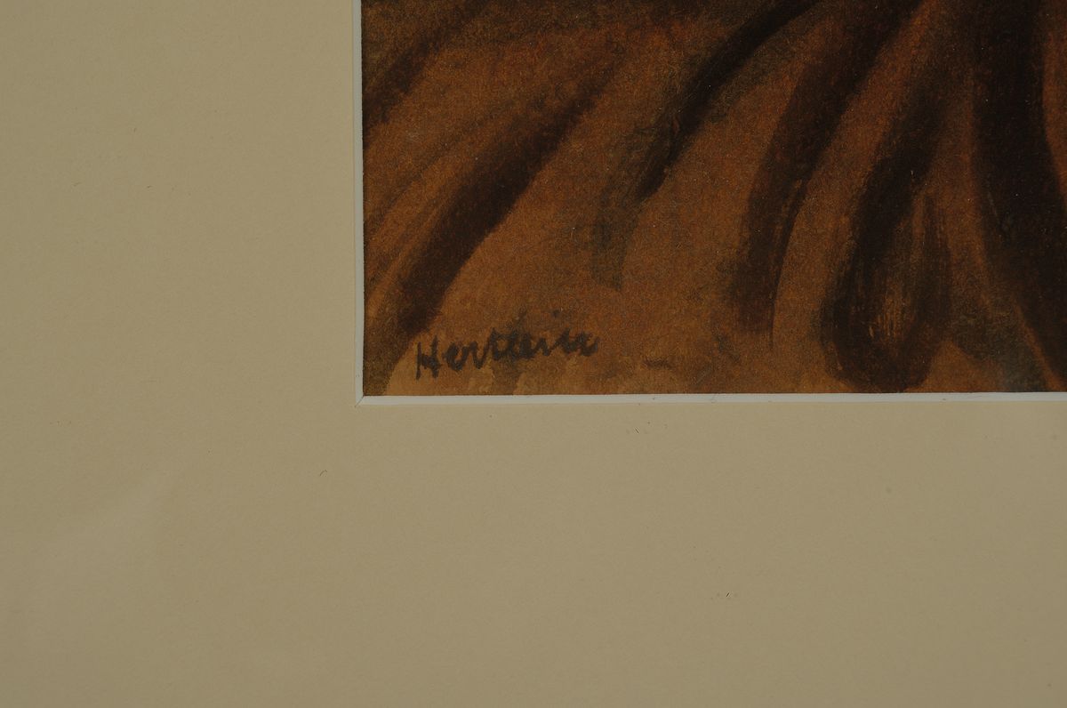 Detail a: Willi Hertlein, 1908-1968,, Porträt, Gouache über Kohle auf Japanpapier, weiblicherHalbakt, signiert, dat. 1930, ca. 26.9 x 20.6 cm, unter Glas, ...