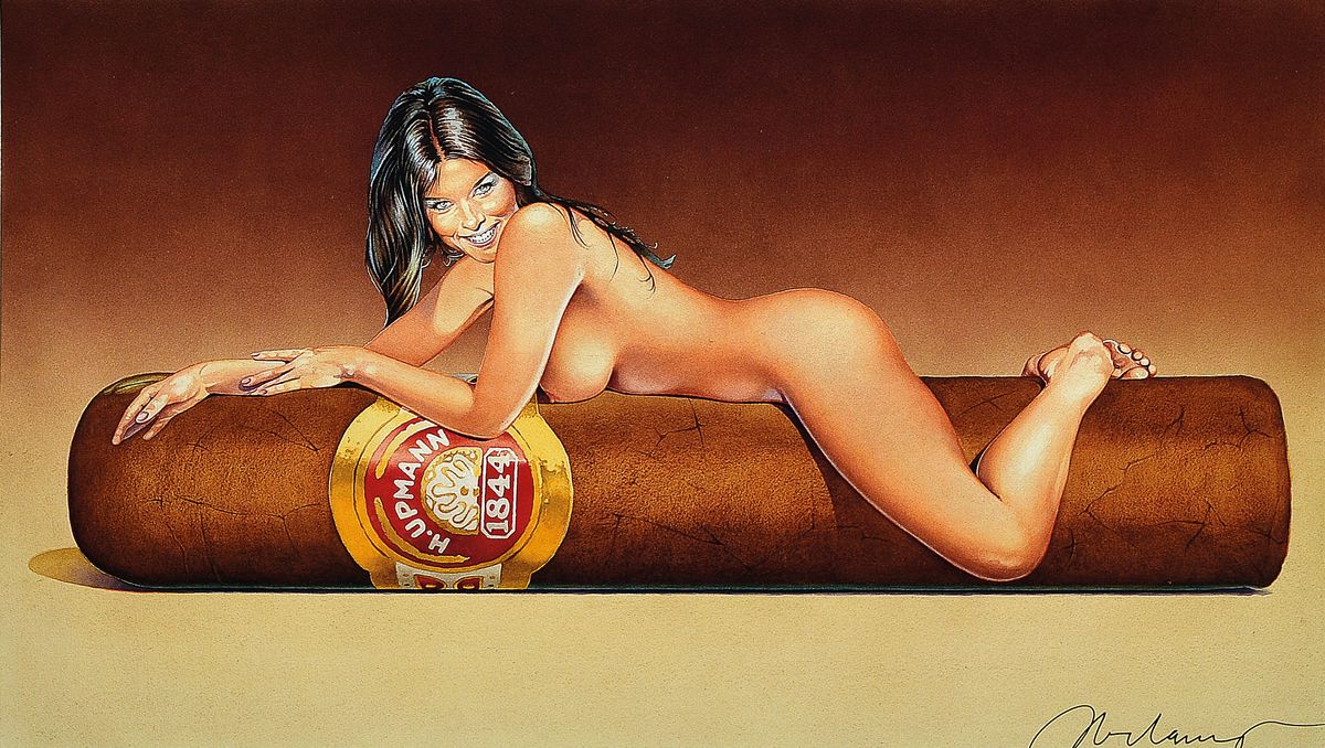 Mel Ramos, 1935 - 2018,, Offset auf Papier, handsigniert, "Have-a-Havanna 7", aus 2004, Blattgr. 48 x 46 cm, unter Glas, Rahmen, PP., 52 x ...