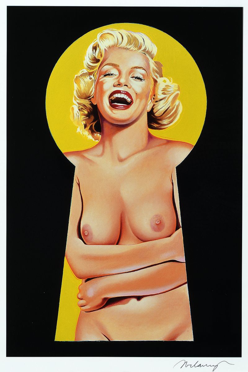 Mel Ramos, 1935 - 2018,, Offset auf Papier, handsigniert, "Peek-a-Boo Marilyn", aus 2004, Blattgr. 48 x 46 cm, unter Glas, Rahmen, PP., 52 ...