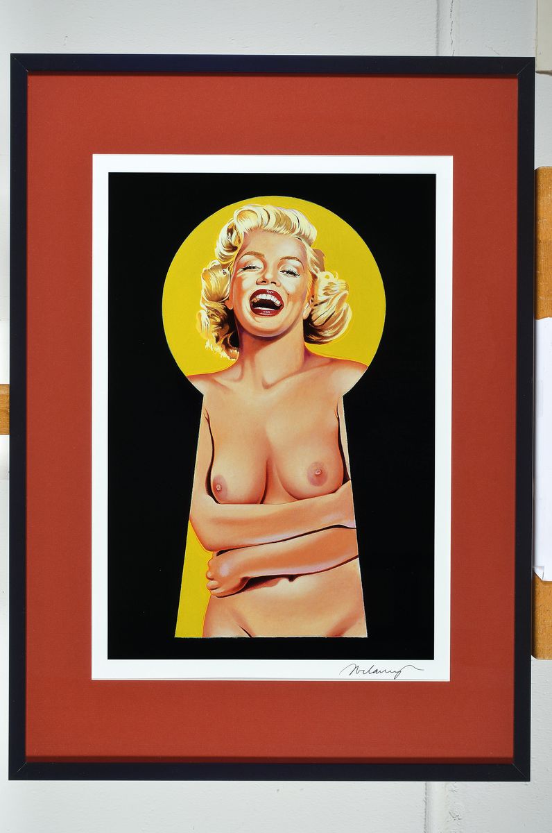 Detail k: Mel Ramos, 1935 - 2018,, Offset auf Papier, handsigniert, "Peek-a-Boo Marilyn", aus 2004, Blattgr. 48 x 46 cm, unter Glas, Rahmen, PP., 52 ...