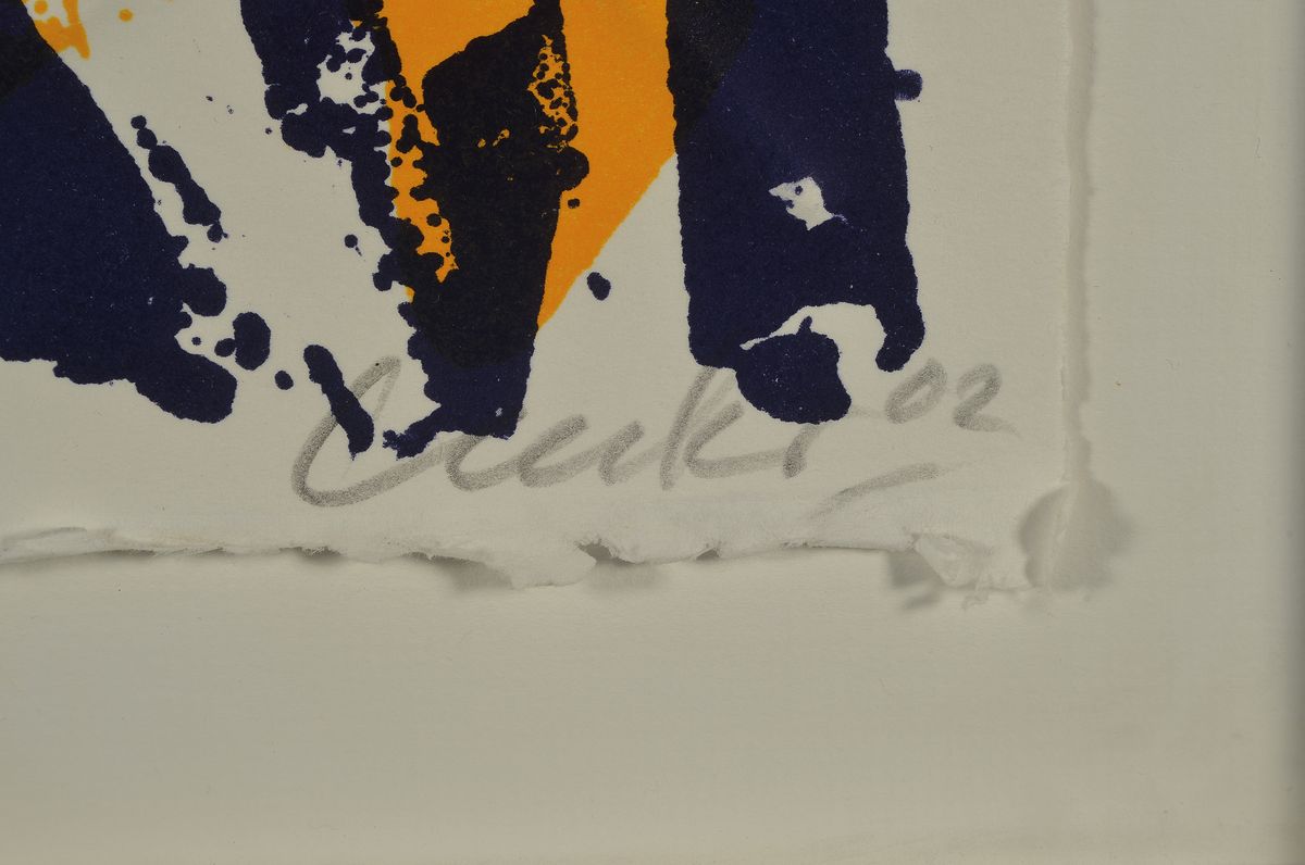 Detail a: Günther Uecker, geb. 1938,, Präge-druck und Farblithografie auf Bütten, handsigniert, num. 75/100, dat. 2002, 30 x 21 cm, Rahmen 38.5 x 29.8 cm
