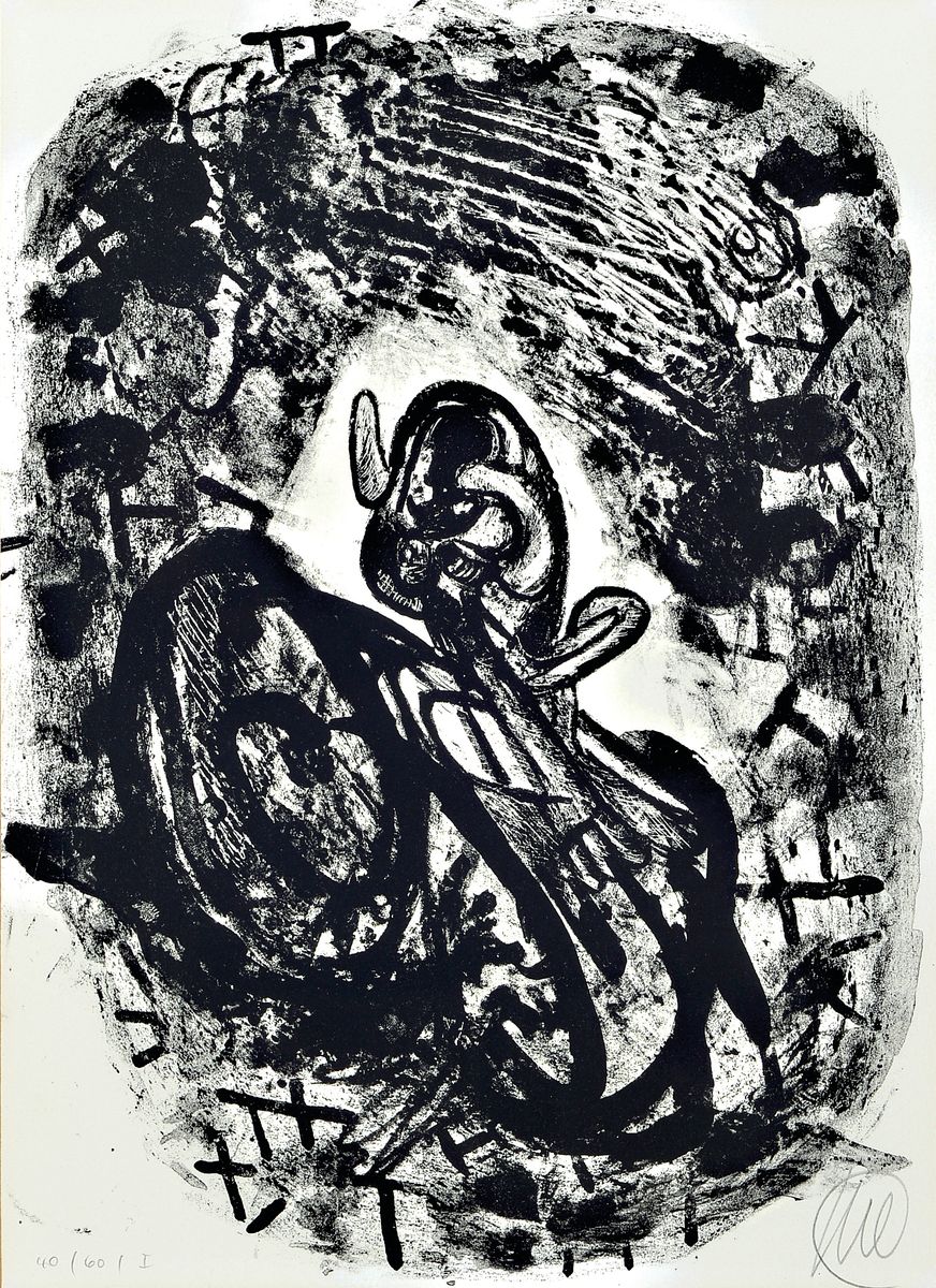 Markus Lüpertz, geb. 1941, Lithographie von 1988, hrsg. anlässlich der Ausstellung Kunsthalle Kiel 1988 (Katalog anbei), handsigniert, num. ...