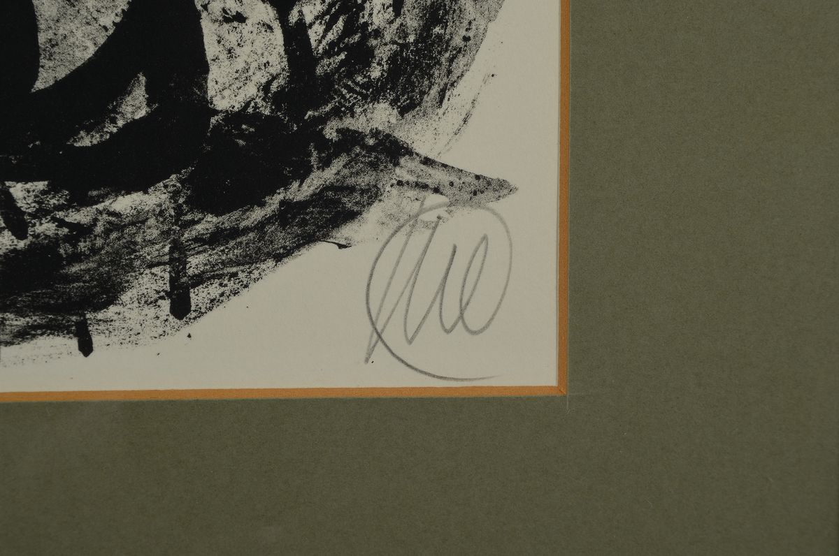 Detail a: Markus Lüpertz, geb. 1941, Lithographie von 1988, hrsg. anlässlich der Ausstellung Kunsthalle Kiel 1988 (Katalog anbei), handsigniert, num. ...