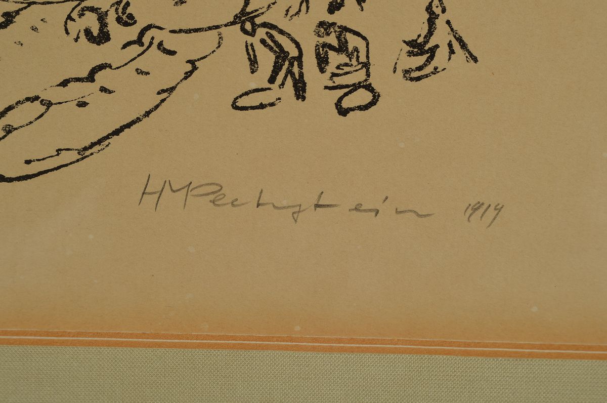 Hermann Max Pechstein, 1881-1955, Einholen des Bootes, Lithographie von 1919, rechts unten handsigniert und datiert, leicht gebräunt, Bildausschnitt ...