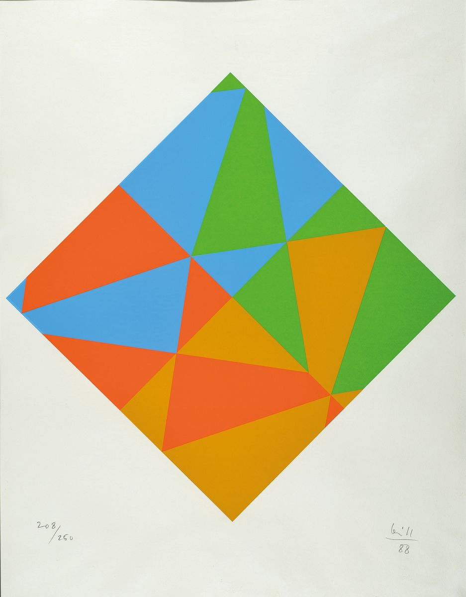 Max Bill, 1908 Winterthur-1994 Berlin, Raute, Farbserigraphie, handsigniert und num. 208/250, Edition Herrenhof, ca. 65x49cm, u.Gl., R.