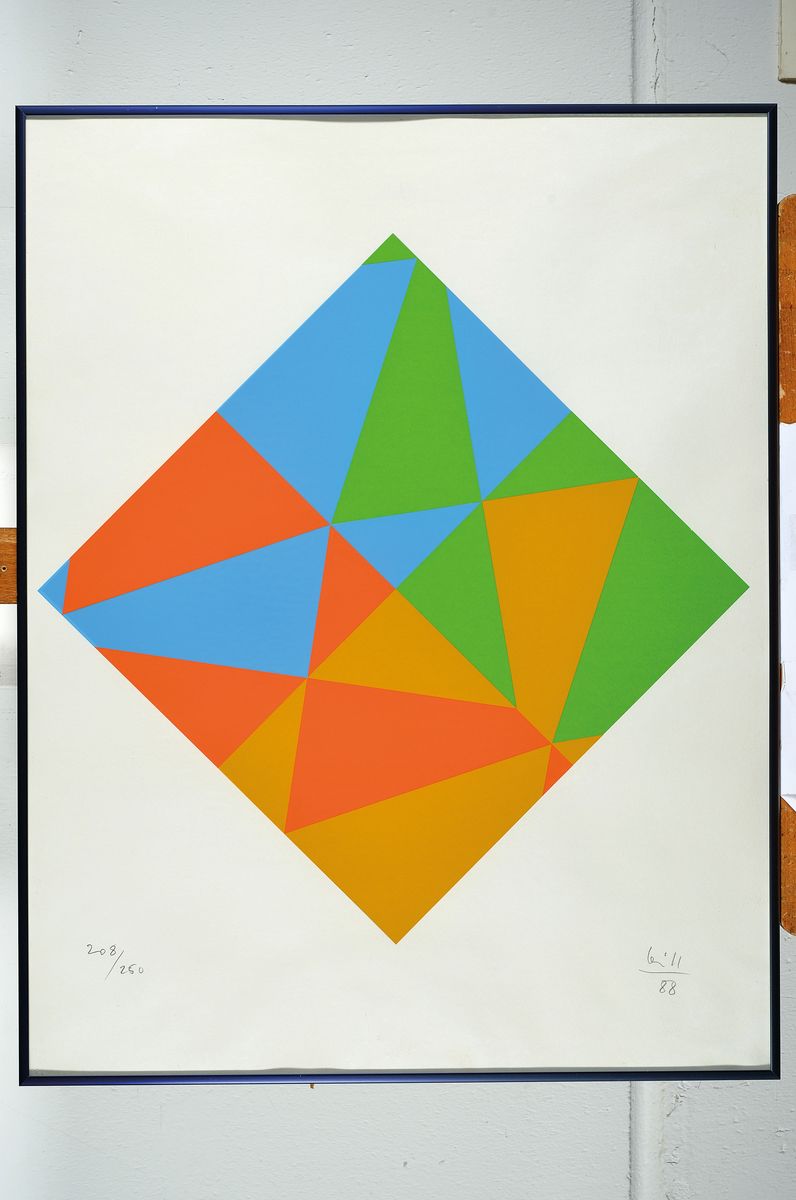 Detail k: Max Bill, 1908 Winterthur-1994 Berlin, Raute, Farbserigraphie, handsigniert und num. 208/250, Edition Herrenhof, ca. 65x49cm, u.Gl., R.