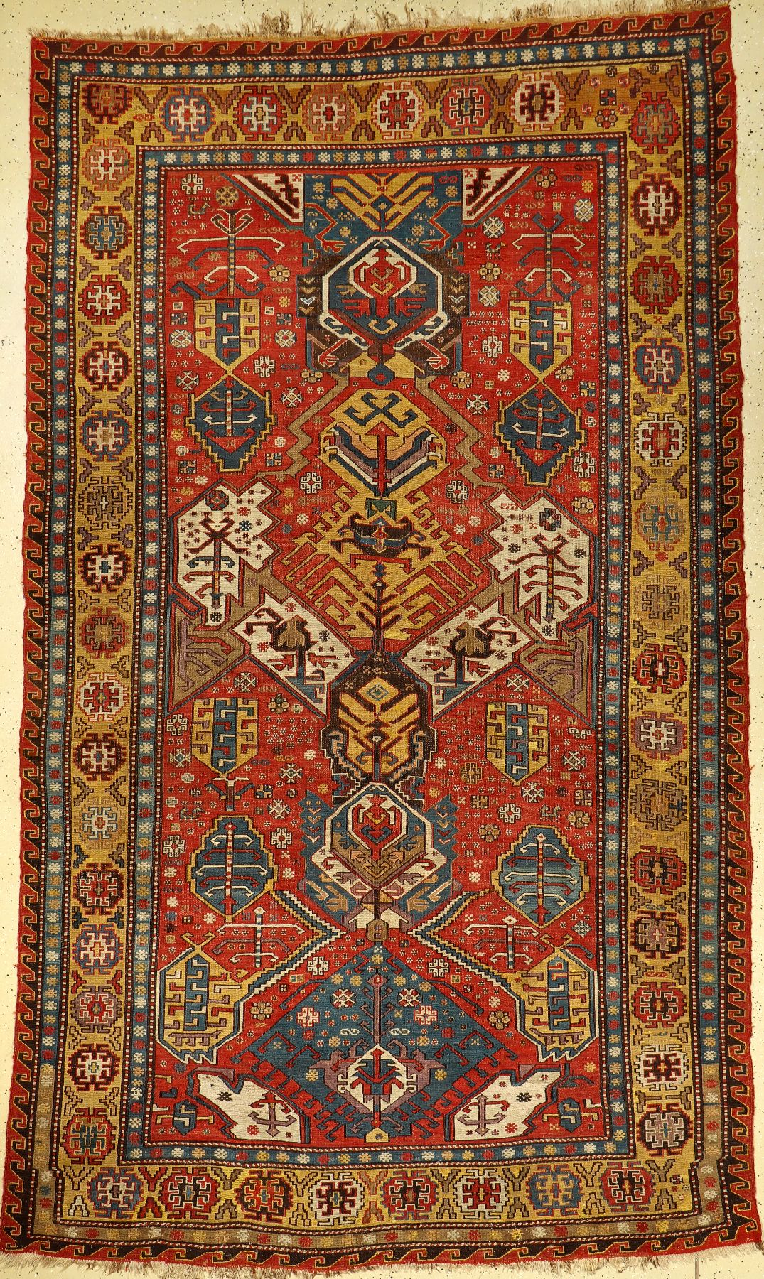 Drachen Sumakh antik, Südkaukasus, 19.Jhd., Wolle geknüpft auf Wolle, ca. 317 x 187 cm, EHZ: 2-3, Selten, dekorativ, Sammlerstück