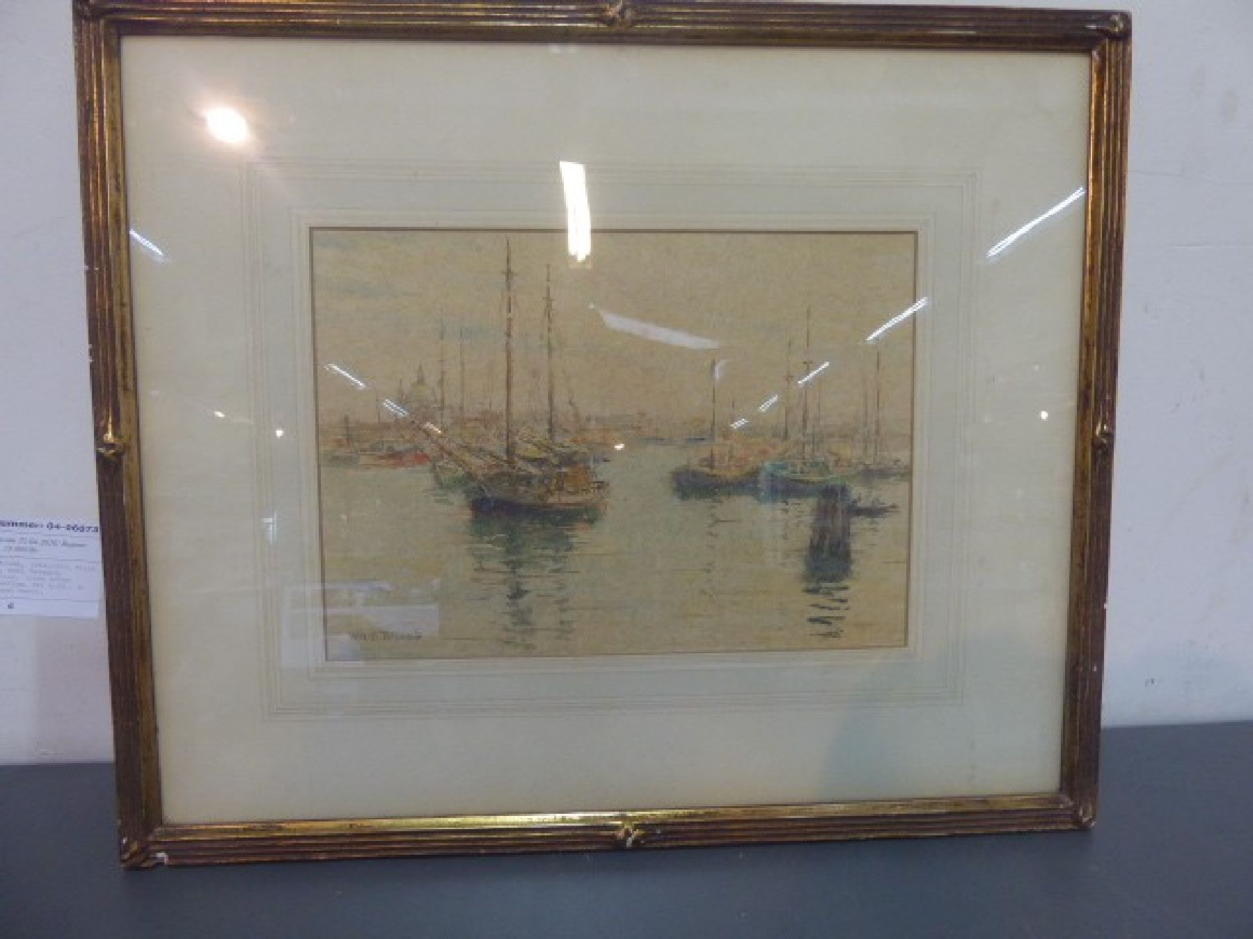 Detail b: William Holt Titcomb, 1859-1930, Blick auf einen Hafen, wohl Venedig, Aquarell auf Papier, links unten signiert, ca. 25x35cm, PP, u.Gl., R. ca. ...