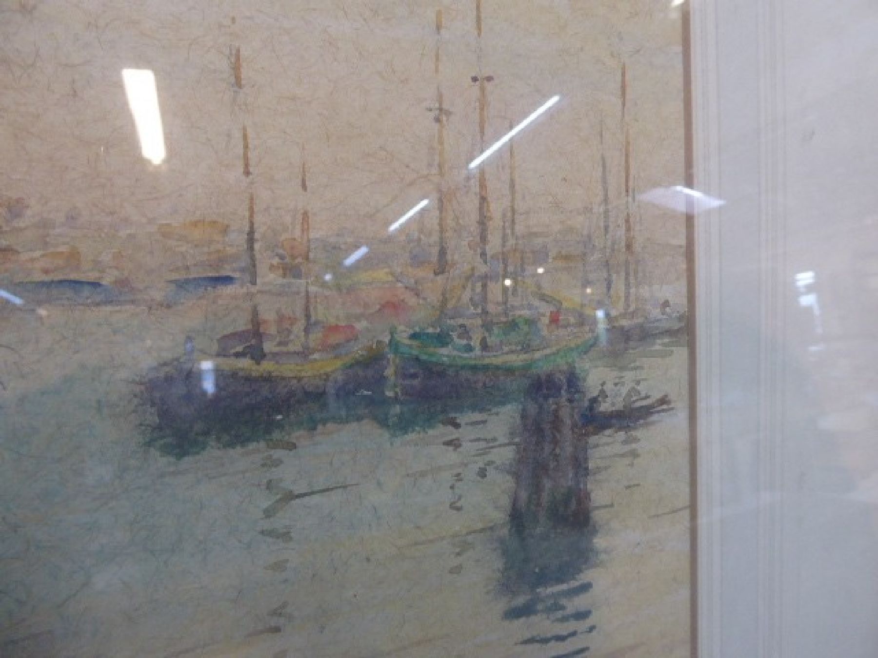 Detail f: William Holt Titcomb, 1859-1930, Blick auf einen Hafen, wohl Venedig, Aquarell auf Papier, links unten signiert, ca. 25x35cm, PP, u.Gl., R. ca. ...