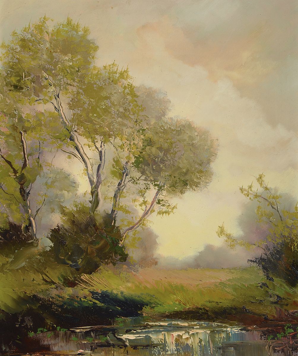 Karl Philipp Spitzer, 1887-1954 Speyer, zwei Pendants: Sommerliche und winterlich verschneite Landschaft, Öl/Holz, je ca. 65x55 cm, R.