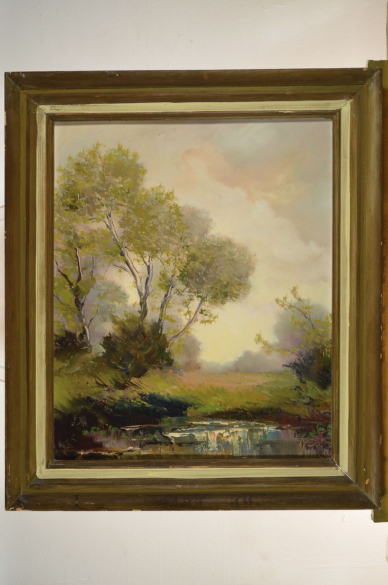 Detail k: Karl Philipp Spitzer, 1887-1954 Speyer, zwei Pendants: Sommerliche und winterlich verschneite Landschaft, Öl/Holz, je ca. 65x55 cm, R.
