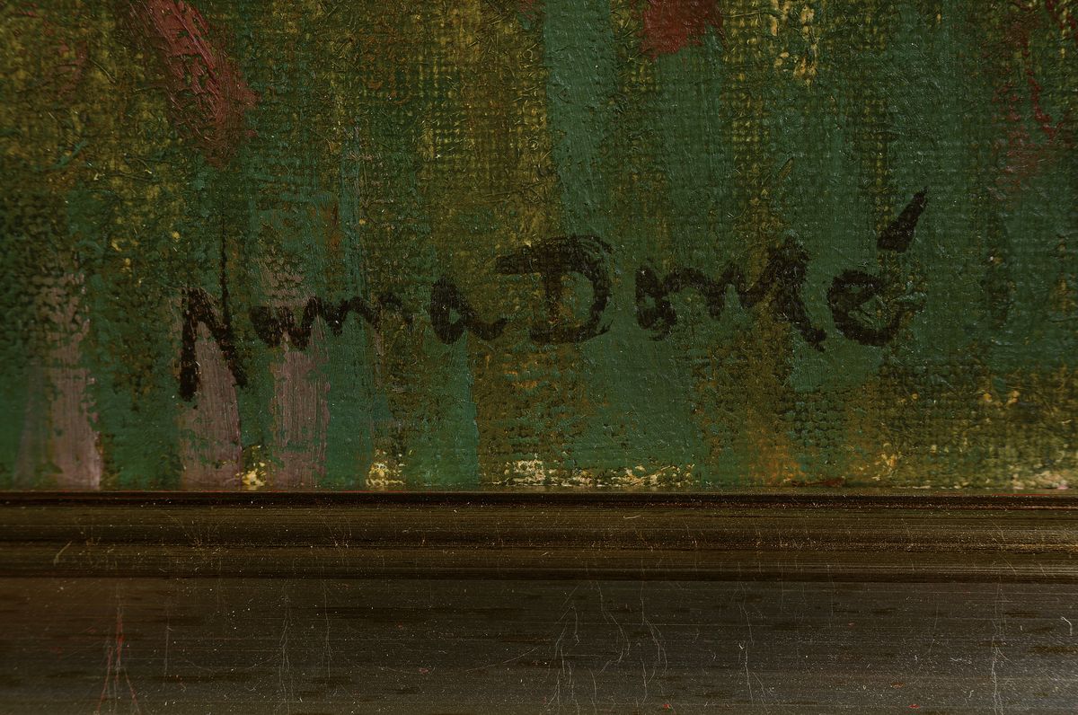 Detail a: Numa Donzé, 1885 Basel-1952 Riehen, Rheinlandschaft mit Badenden, Öl/Lwd, rechts unten signiert, ca. 62x87cm, R. ca. 71x95cm