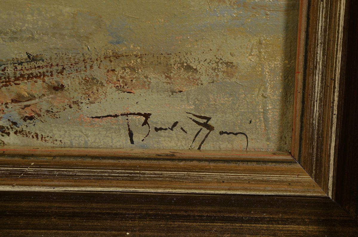 Detail a: Roberto Iras Baldessari, 1894 Innsbruck-1965 Rom, Ansicht aus Venedig, Öl/Lwd, rechts unten signiert, ca. 50x60cm, R. ca. 59x69cm