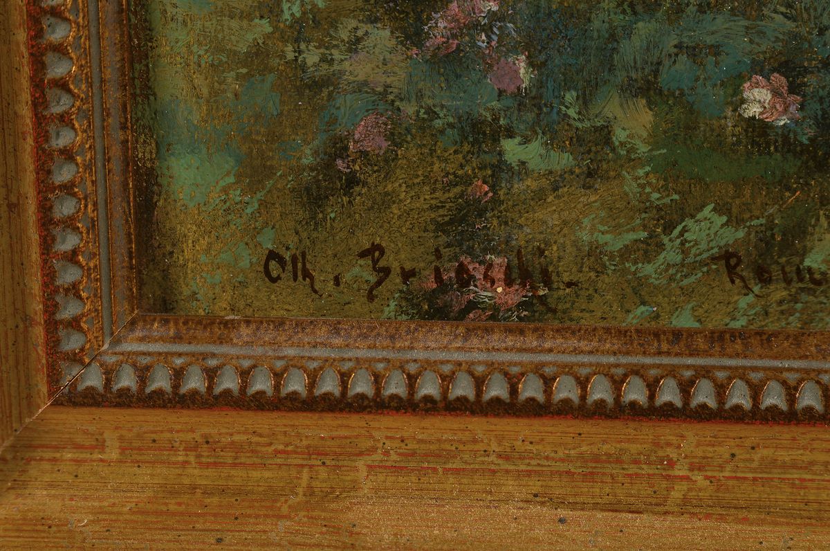 Detail a: Othmar Brioschi, 1854 Wien-1912 Rom, Studium bei seinem Vater Carlo B. und an der Akademie München bei Quaglio, hier: Italienische Küstenansicht, ...