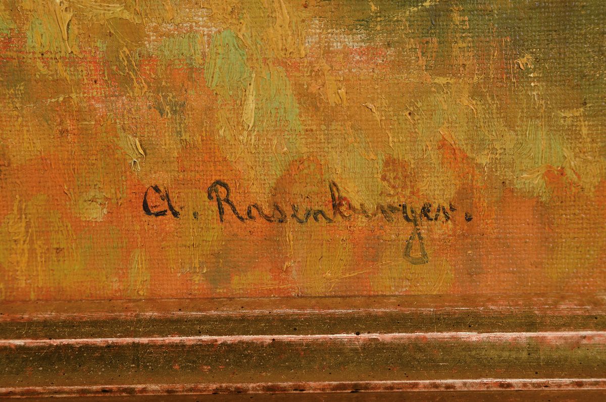Detail a: Alfred Rasenberger, 1885-1948 Düsseldorf, Bei der Getreideernte, Öl/Lwd, rechts unten signiert, ca. 36x47cm, R. ca. 47x58cm