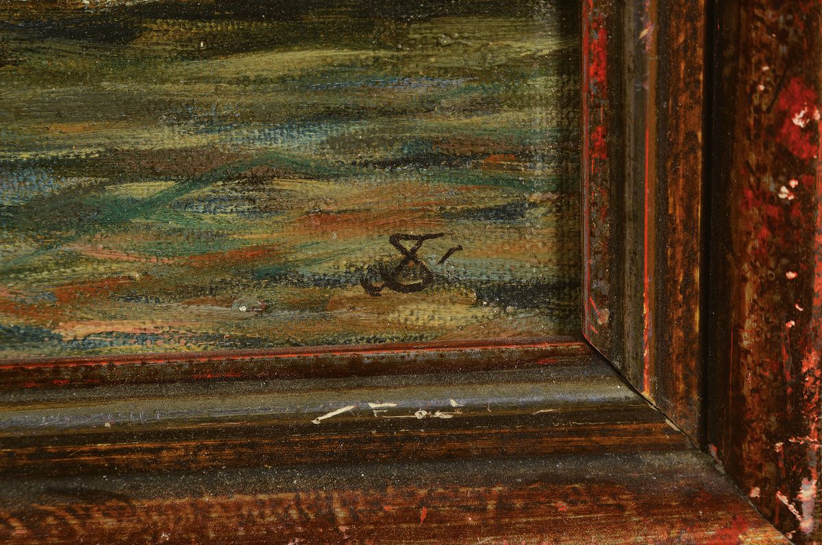 Detail a: Monogrammist JS, 1. Hälfte 20. Jh., Blick auf Besigheim, Öl/Lwd, rechts unten monogr., ca. 30x46cm, R. ca. 37x53cm