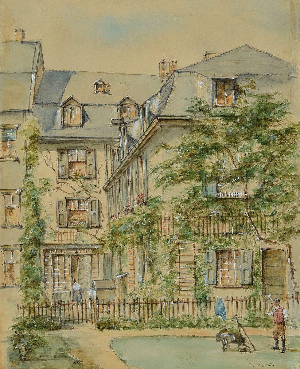 Wolfgang Tritt, 1913 Berlin-1983, Das Beethovenhaus in Bonn, Aquarell auf Papier, weiß gehöht, rechts unten signiert, ca. 28x 22cm, u.Gl., R. ca. ...