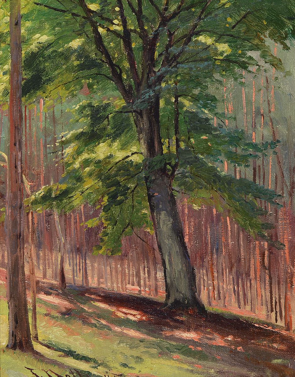 Friedrich Nath, 1859 Stallupönen-1929 Berlin, Waldstudie, Öl/Malkarton, links unten signiert und dat. 21.7.25, ca. 29x22cm, R. ca. 37x31cm
