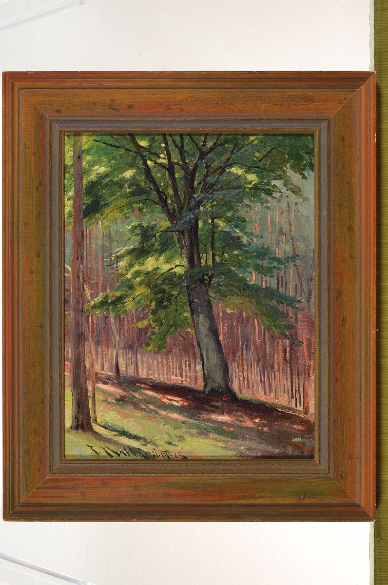 Detail k: Friedrich Nath, 1859 Stallupönen-1929 Berlin, Waldstudie, Öl/Malkarton, links unten signiert und dat. 21.7.25, ca. 29x22cm, R. ca. 37x31cm