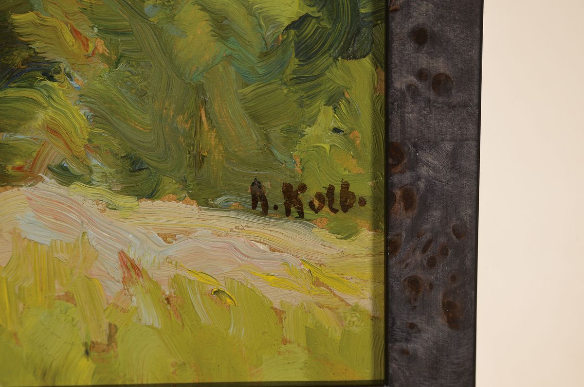 Detail b: Alfred Kolb, 1878 Hörhausen-1958 Winterthur, zwei Pendants mit Landschaften, Öl/Malkarton, beide rechts unten signiert, ca. 28x36cm/ 34x42cm und ...