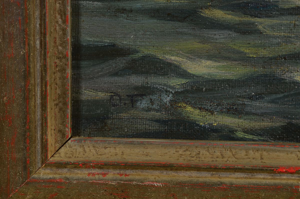 Detail a: Otto Fikentscher, 1862 Zwickau-1945 Baden-Baden, Abendstimmung auf dem Meer, rückseitig auf dem Keilrahmen so betitelt, Öl/Lwd, links unten schwer ...