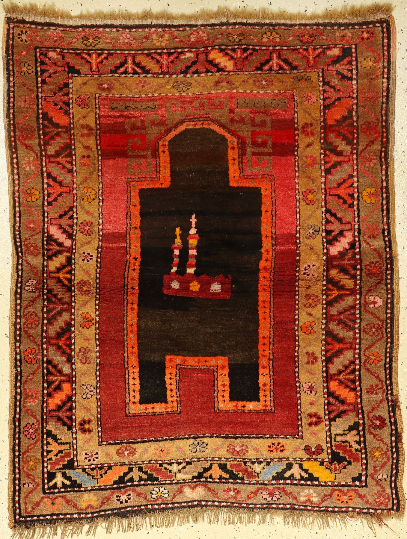 Karabagh Gebetsteppich alt, Kaukasus, um 1930, Wolle auf Wolle, ca. 140 x 98 cm, EHZ: 2-3