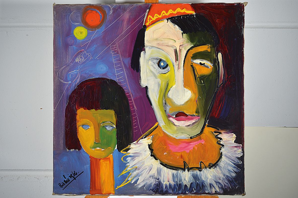 Detail k: Ballé, datiert 1966, Clown und Kind, Öl/Lwd, links unten signiert und dat., ca. 70x71cm