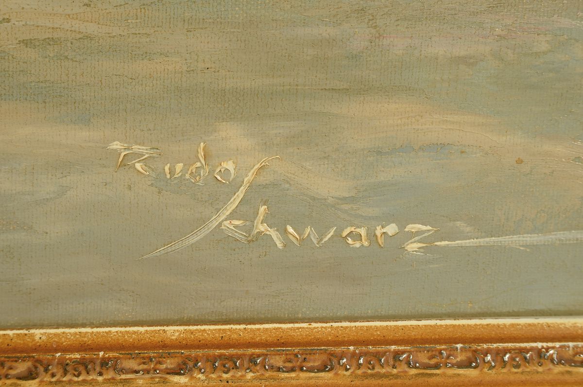Detail a: Rudo Schwarz, 1906 Deutsch Gabel/Böhmen-1983 Heppenheim, Blick auf Heidelberg und das Schloß, Öl/Lwd, rechts unten signiert, ca. 60x70cm, R. ca. ...