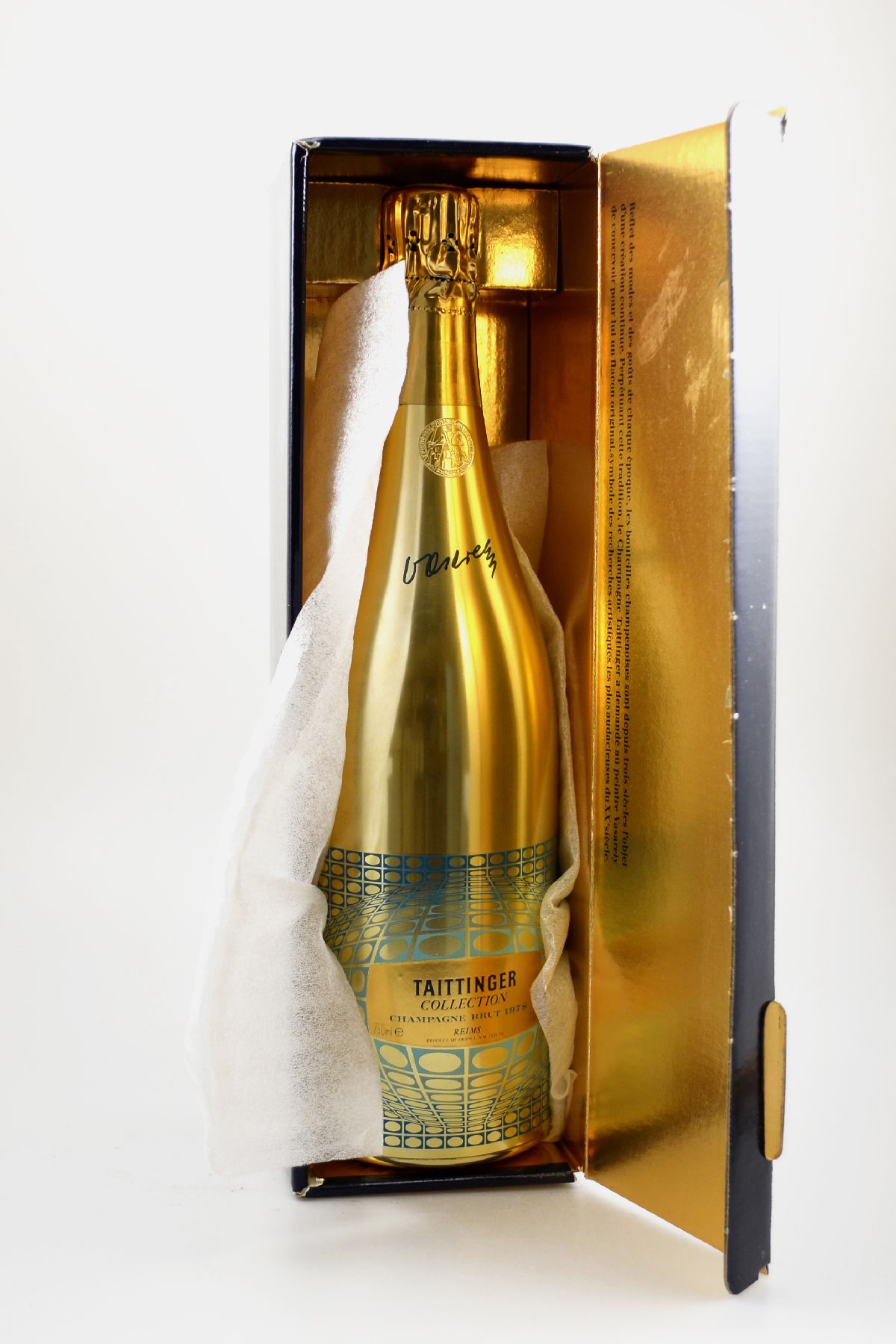 Detail a: 6 Flaschen 1978 Taittinger Collection Victor Vasarelly, Champagne, Reims, je ca. 75 cl, 12 % Vol., hervorragende Erhaltungszustände, unverkostet, in ...